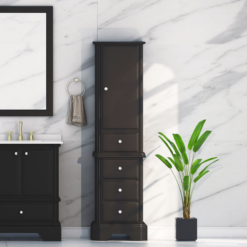 Virta Charm 19 Inch Solid Wood Floor Mount Linen Tower
