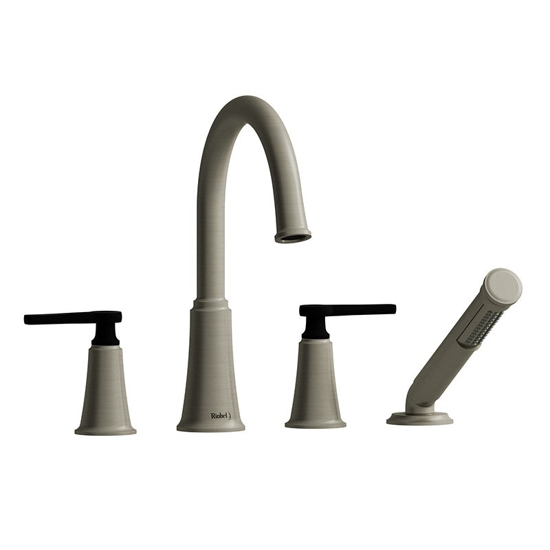 Riobel Momenti MMRD12J 4-piece deck-mount tub filler with hand shower