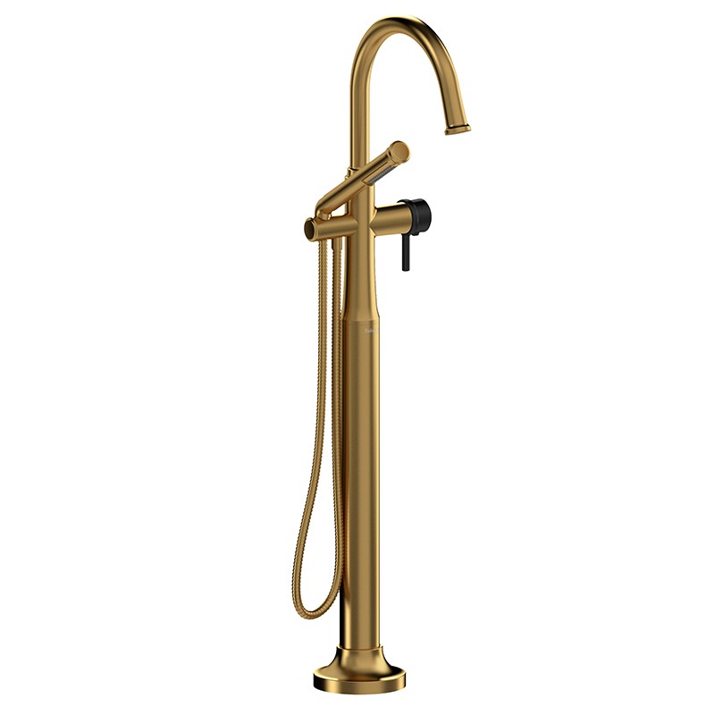 Riobel Momenti TMMRD39L 2-way Type T (thermostatic) coaxial floor-mount tub filler with hand shower (Without Rough-in)