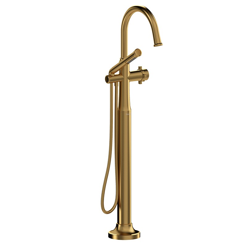Riobel Momenti TMMRD39X 2-way Type T (thermostatic) coaxial floor-mount tub filler with hand shower (Without Rough-in)