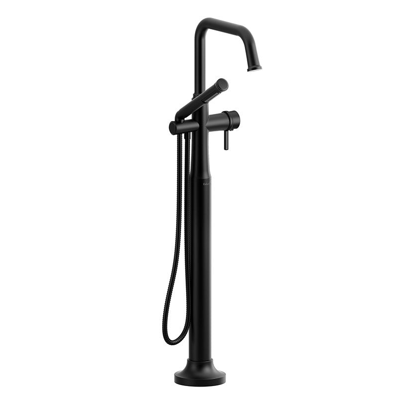 Riobel Momenti TMMSQ39L 2-way Type T (thermostatic) coaxial floor-mount tub filler with hand shower (Without Rough-in)