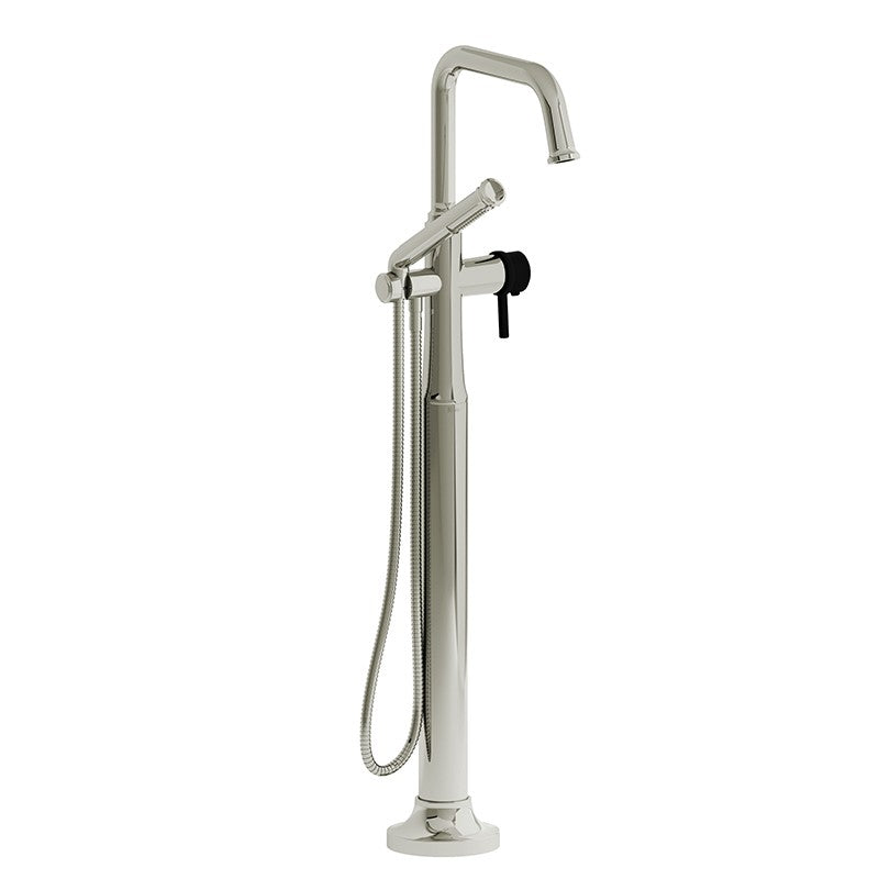 Riobel Momenti TMMSQ39L 2-way Type T (thermostatic) coaxial floor-mount tub filler with hand shower (Without Rough-in)