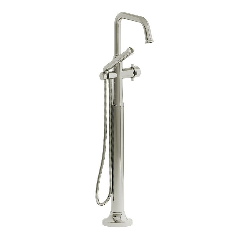 Riobel Momenti TMMSQ39X 2-way Type T (thermostatic) coaxial floor-mount tub filler with hand shower (Without Rough-in)