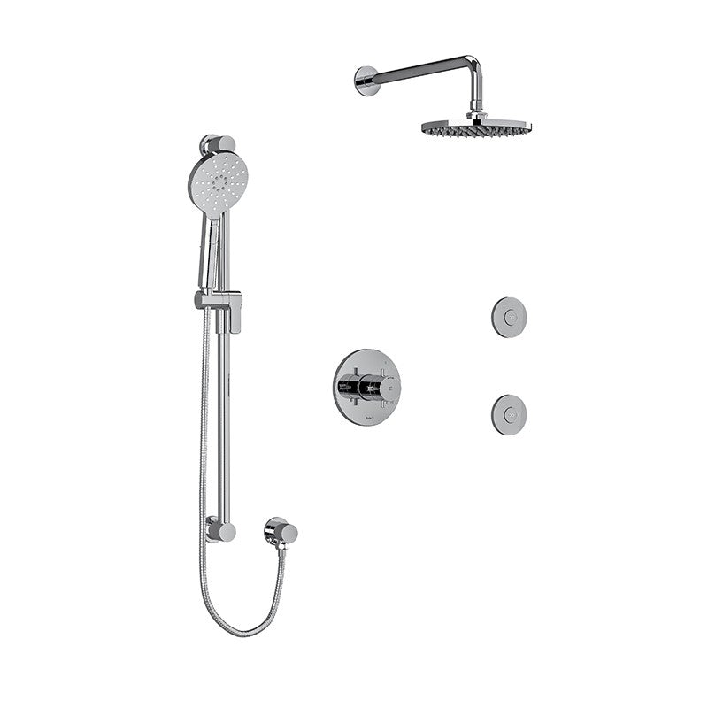 Riobel Riu KIT3545RUTM Type TP thermostaticpressure balance 0.5 coaxial 3-way system with hand shower rail shower head and spout - Cross Handle