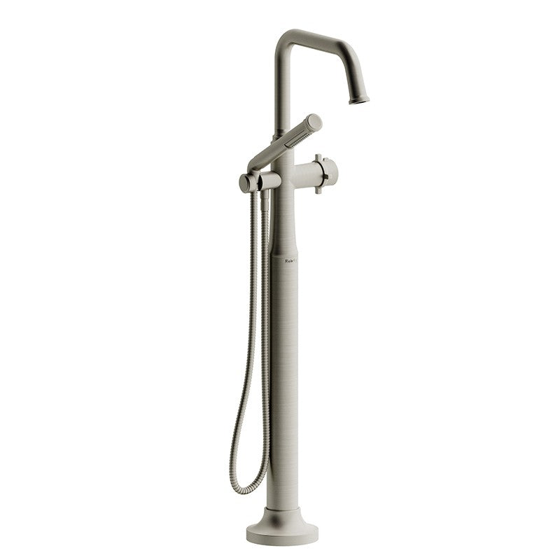 Riobel Momenti TMMSQ39 2-way Type T (thermostatic) coaxial floor-mount tub filler with hand shower (Without Rough-in)