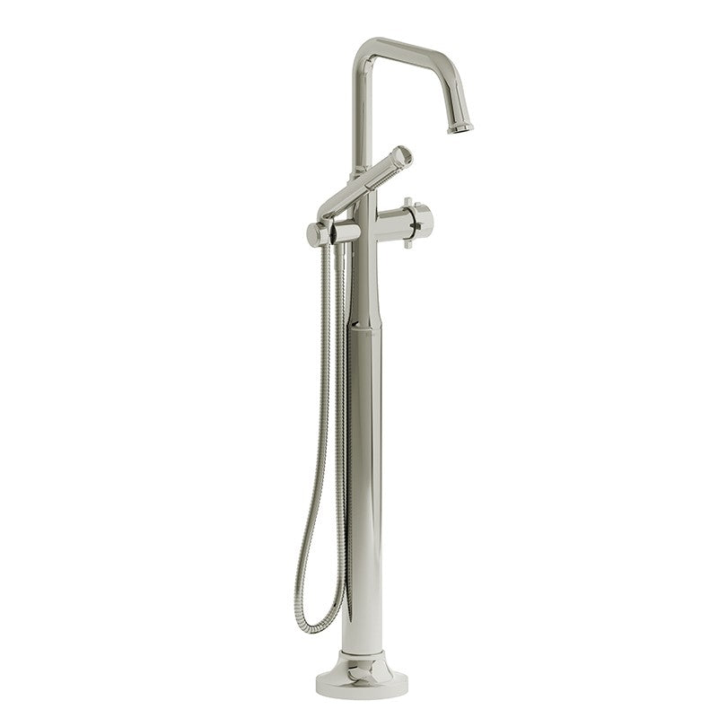 Riobel Momenti TMMSQ39 2-way Type T (thermostatic) coaxial floor-mount tub filler with hand shower (Without Rough-in)