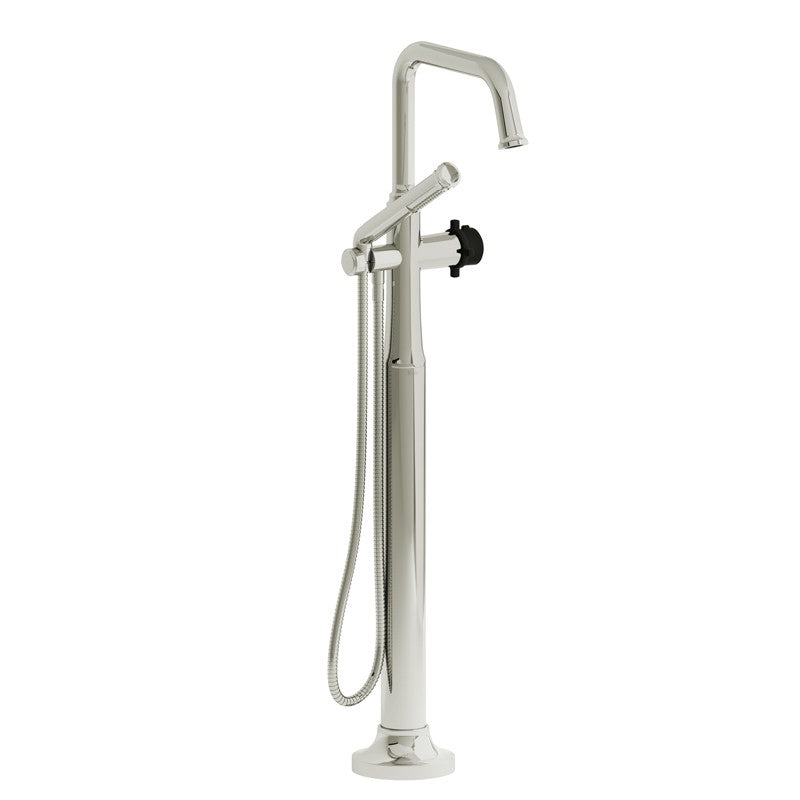 Riobel Momenti TMMSQ39 2-way Type T (thermostatic) coaxial floor-mount tub filler with hand shower (Without Rough-in)