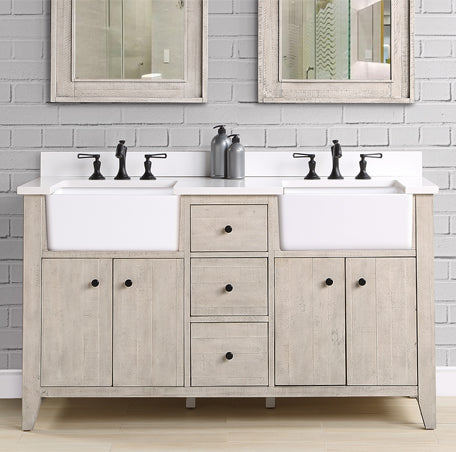 Fairmont Designs River View 60" Double bowl Farmhouse Vanity - Toasted Almond