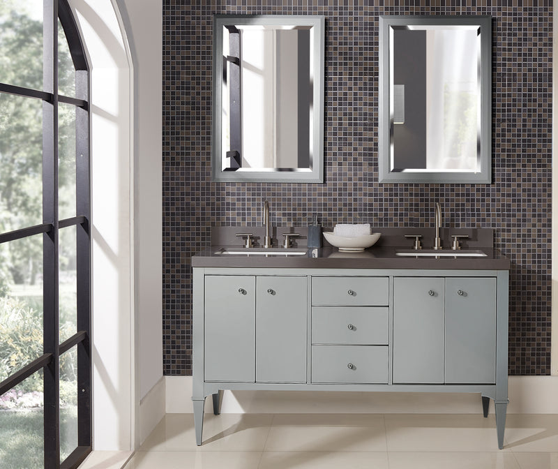 Fairmont Designs Charlottesville w/Nickel 60" Double Bowl Vanity - Door - Light Gray