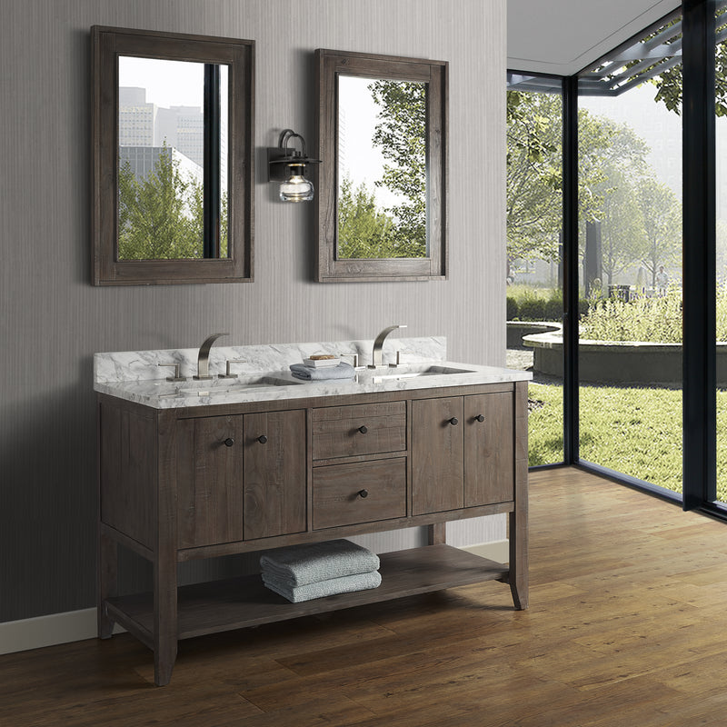 Fairmont Designs River View 60" Double Bowl Open Shelf Vanity - Coffee Bean