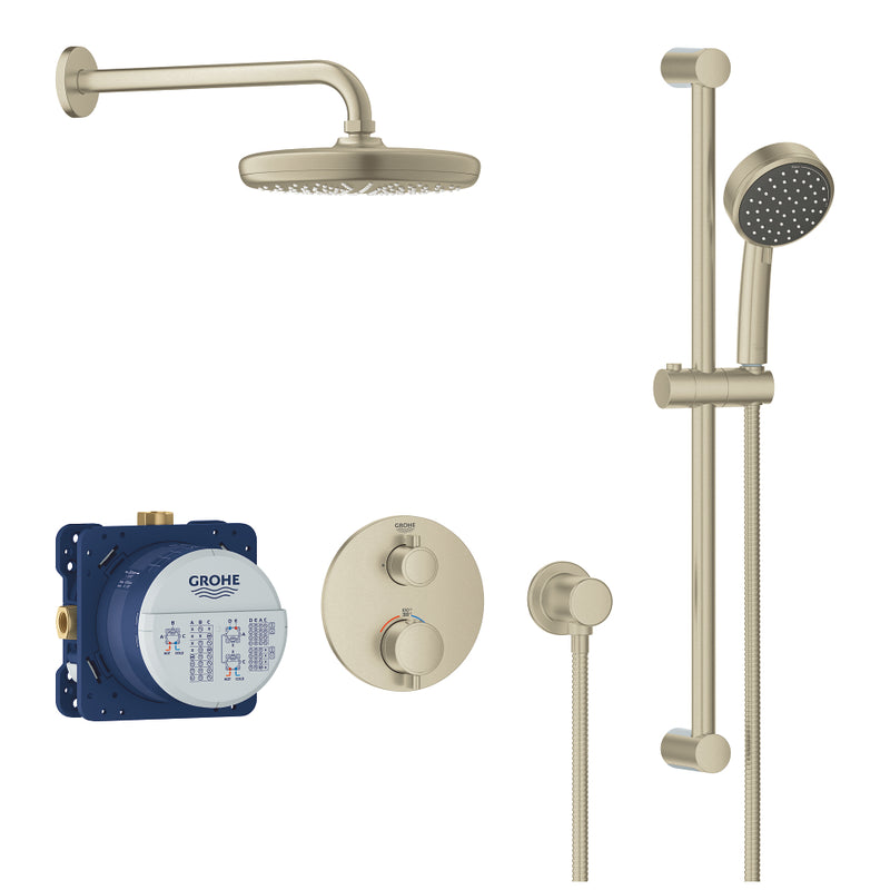 Grohe 34745 Grohtherm Round Thermostatic Shower Kit 27 L/min - 7.1 gpm