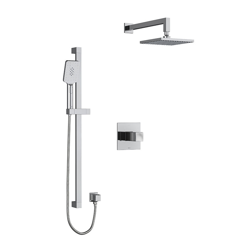 Riobel Reflet KIT2745RF Type T/P (thermostatic/pressure balance) ½" coaxial 3-way system with hand shower rail and rain and casc