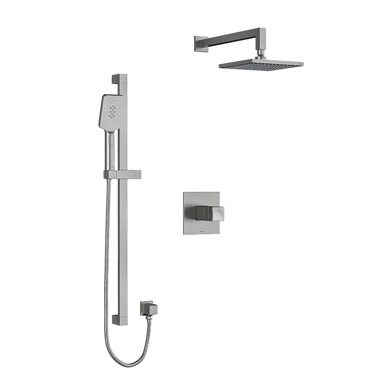 Riobel Reflet KIT2745RF Type T/P (thermostatic/pressure balance) ½" coaxial 3-way system with hand shower rail and rain and casc