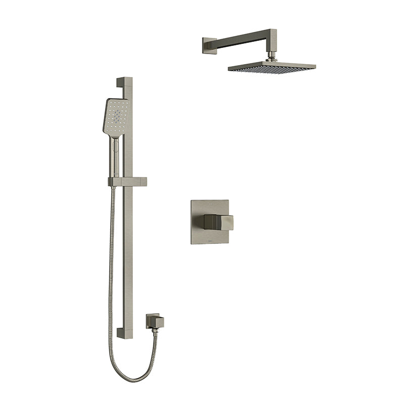 Riobel Reflet KIT2745RF Type T/P (thermostatic/pressure balance) ½" coaxial 3-way system with hand shower rail and rain and casc