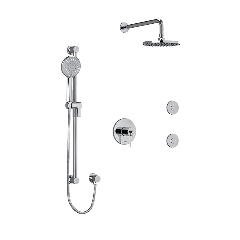 Riobel GS KIT3545GS Type T/P (thermostatic/pressure balance) ½" coaxial 3-way system, hand shower rail, elbow supply, shower hea