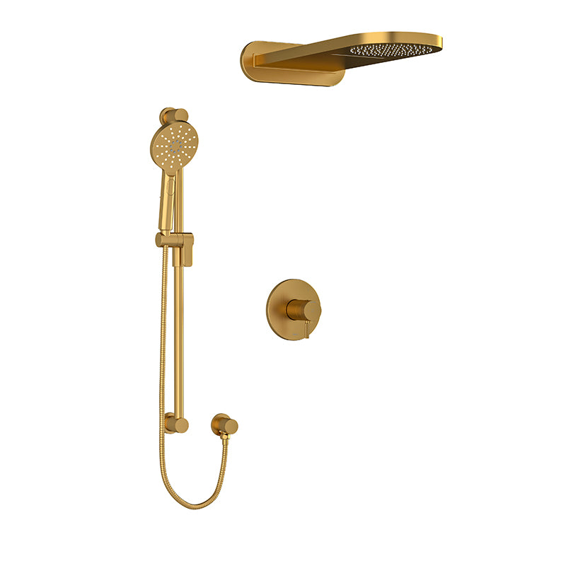 Riobel RIU Knurled KIT2745RUTMKN Type T/P ½" coaxial 3-way system with hand shower rail and rain and cascade shower head