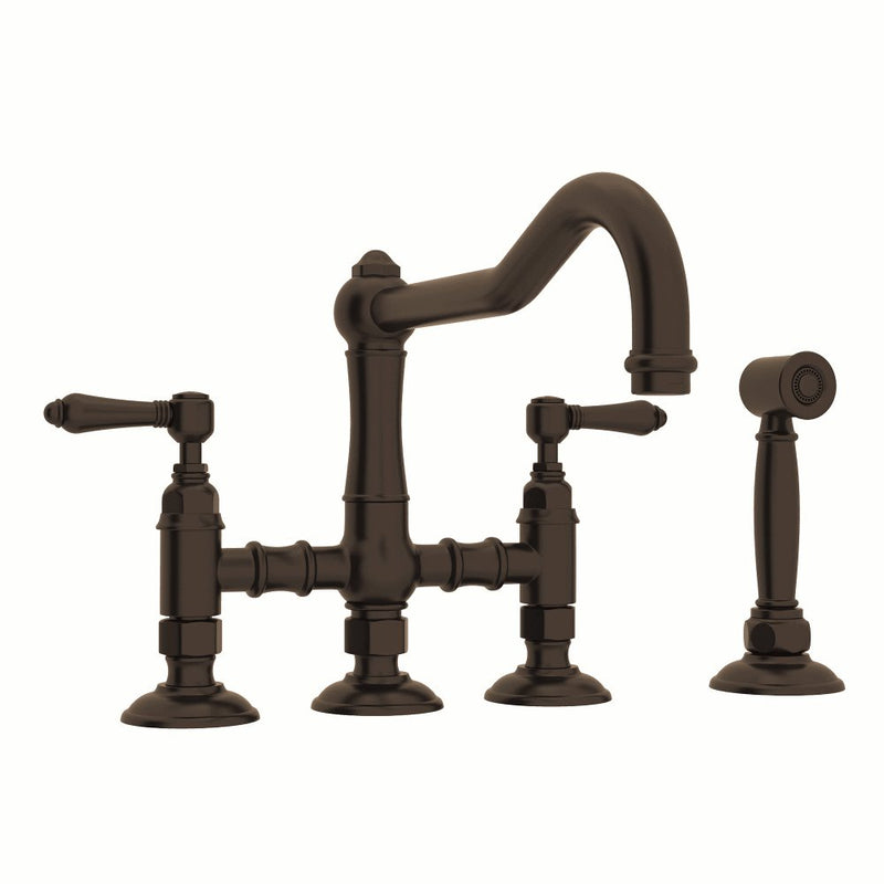 ROHL Acqui® Deck Mount Column Spout Bridge Kitchen Faucet With Sidespray