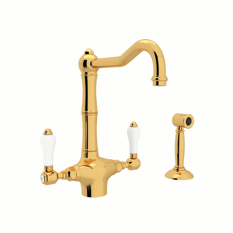 ROHL Acqui® Column Spout 2-Handle Kitchen Faucet With Sidespray