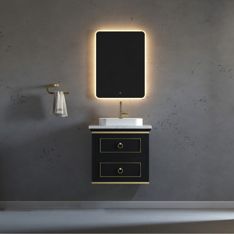 Virta 24 Inch Blackstar Wall Hung Single Vessel Sink Vanity