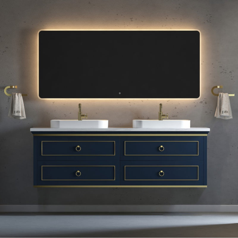 Virta 72 Inch Bluestar Wall Hung Double Vessel Sink Vanity