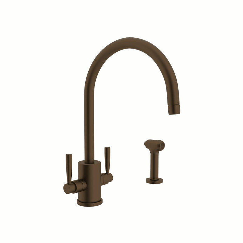 Perrin & Rowe Holborn™ Two Handle Kitchen Faucet With C-Spout and Side Spray