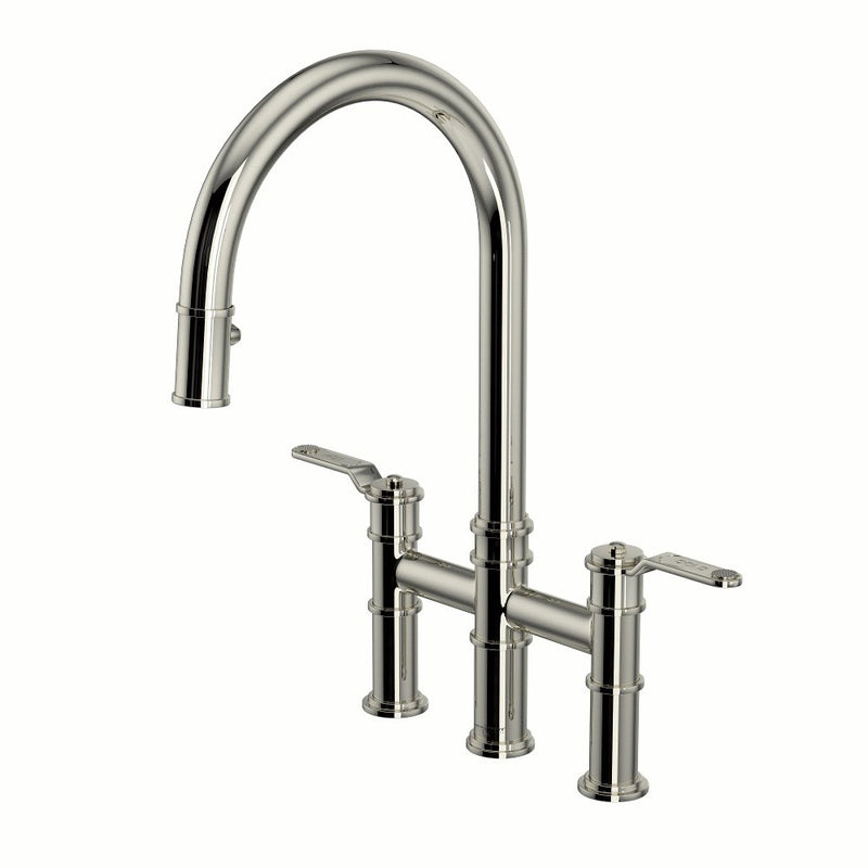 Perrin & Rowe Armstrong™ Pull-Down Bridge Kitchen Faucet with C-Spout