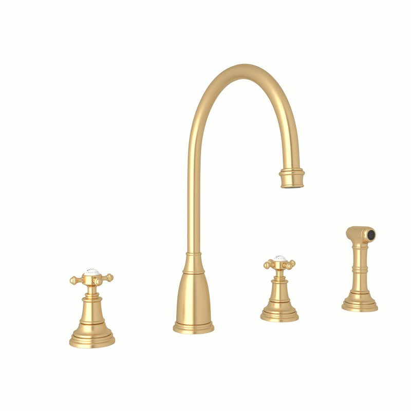 Perrin & Rowe Georgian Era™ Two Handle Kitchen Faucet With Side Spray