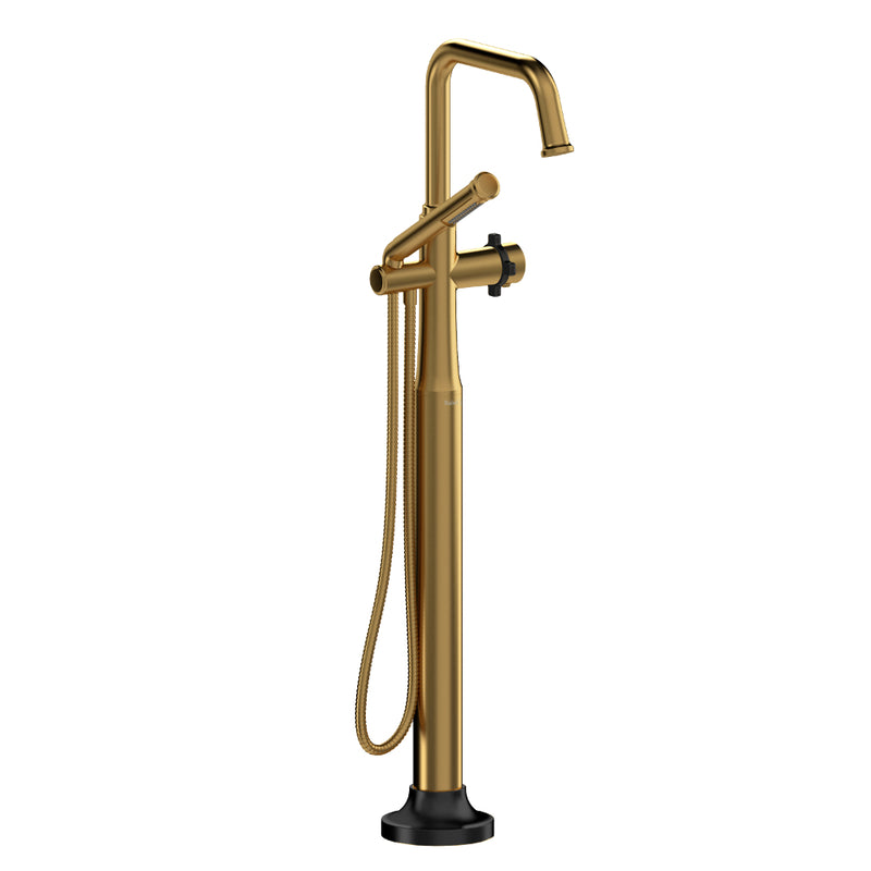 Riobel Momenti MMSQ39X 2-way Type T (thermostatic) coaxial floor-mount tub filler with hand shower