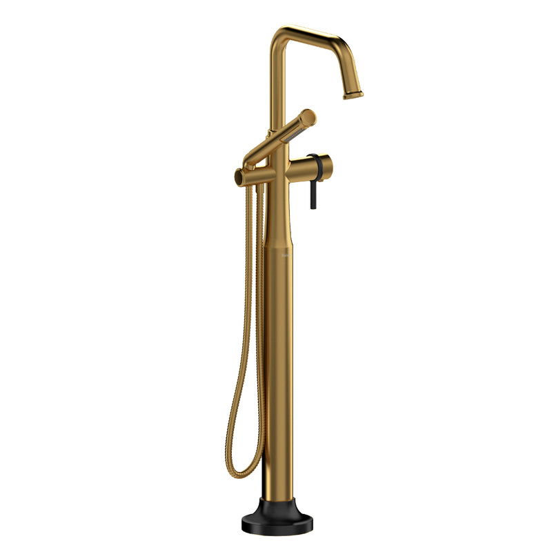 Riobel Momenti TMMSQ39L 2-way Type T (thermostatic) coaxial floor-mount tub filler with hand shower (Without Rough-in)