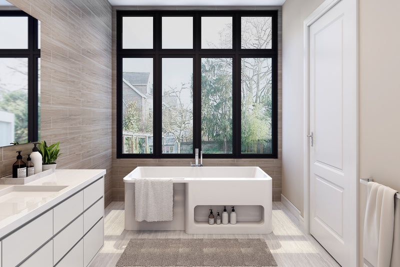 Slik Basca white tub 67 x 31 3/4 x 23 3/8 chrome OVF