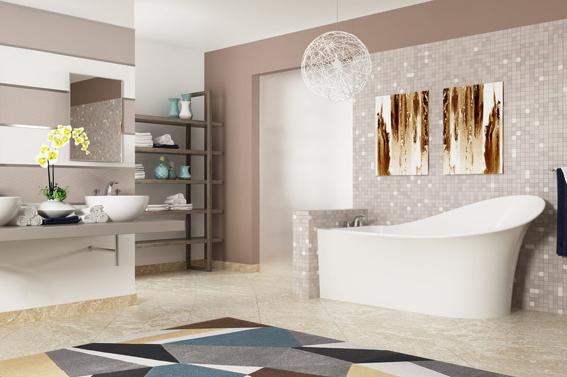 Slik Evolo left white tub 67 x 35½ x 35 chrome OVF Elevation