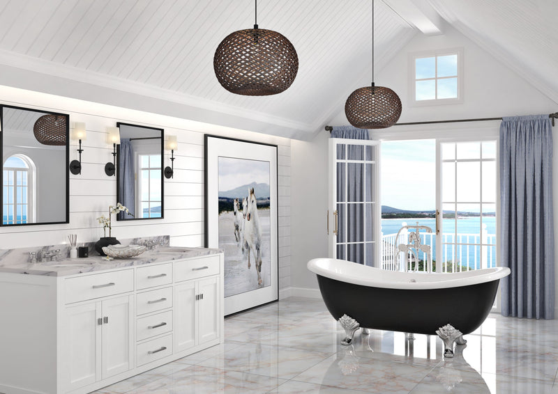 Slik Bathtub Harrogate cast iron white/ matte black with rivets finish  66 3/4'' x 30 1/8'' x 26 9/16''