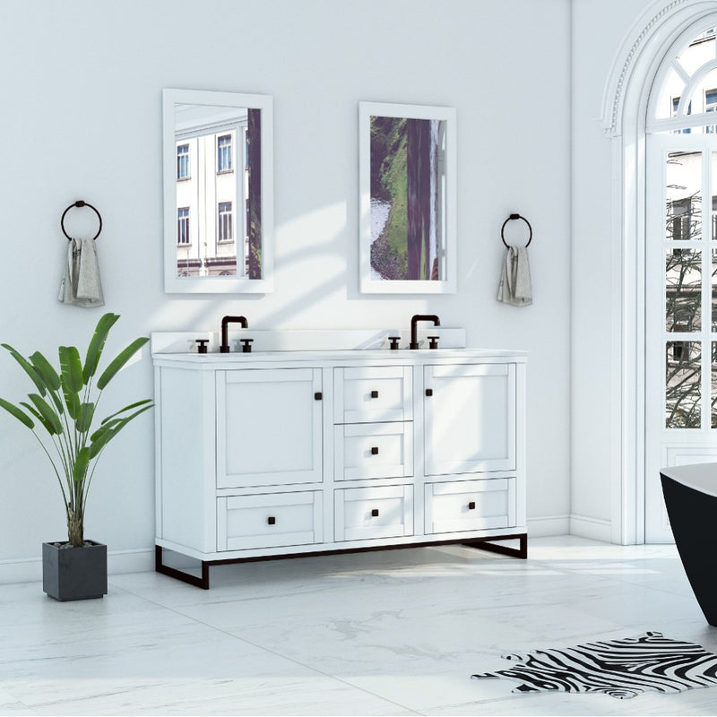 Virta Hampton 60 Inch Floor Mount Double Sink Vanity with Metal Legs