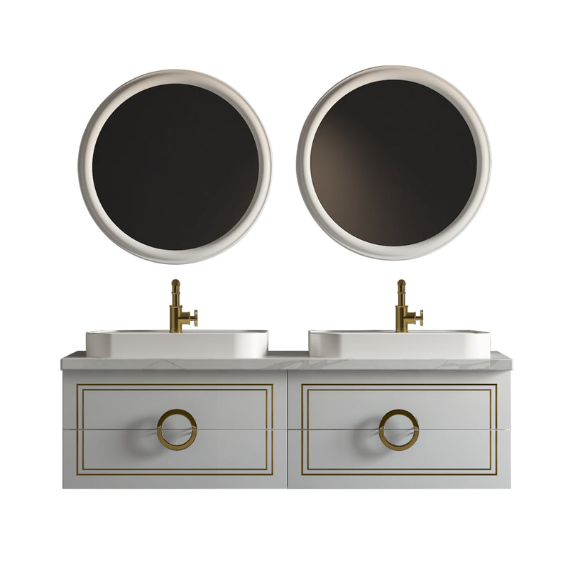 Virta Sarah 60 Inch Wall Hung Double Sink Vanity