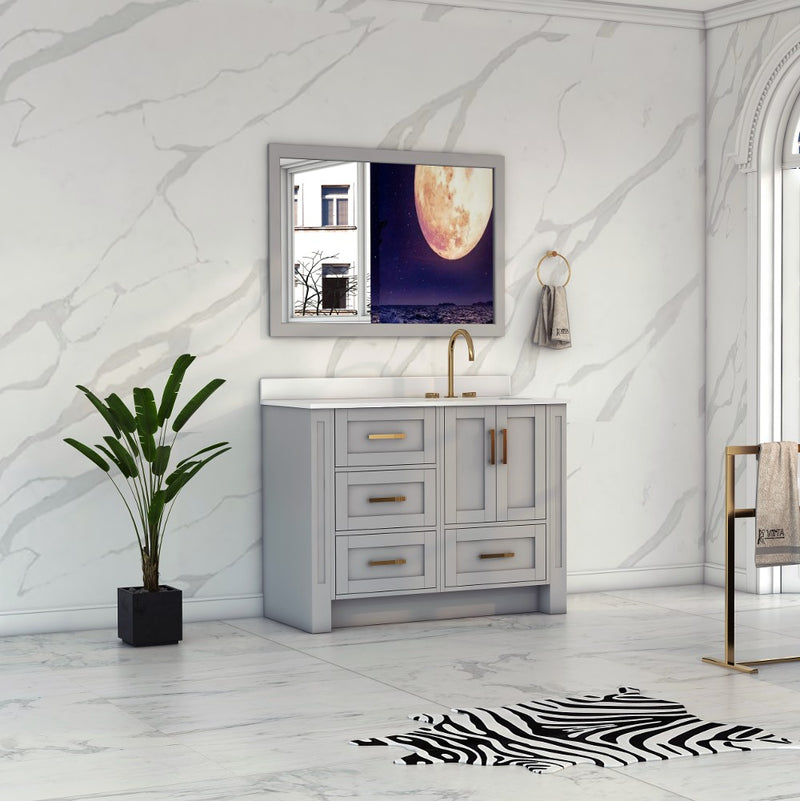 Virta 44 Inch Flow Floor Mount Single Sink Vanity - Without Countertop