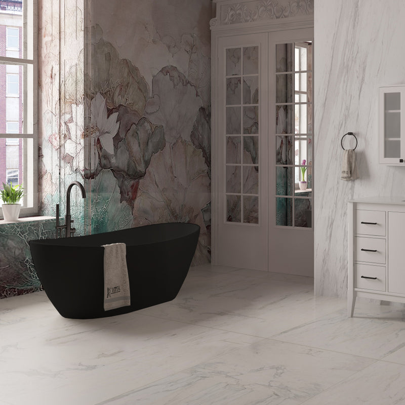 Virta Mina 64" Freestanding Acrylic Bathtub in a Black Finish