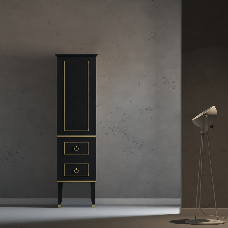 Virta Blackstar 18 Inch Solid Wood Floor Mount Linen Tower in an Espresso Finish
