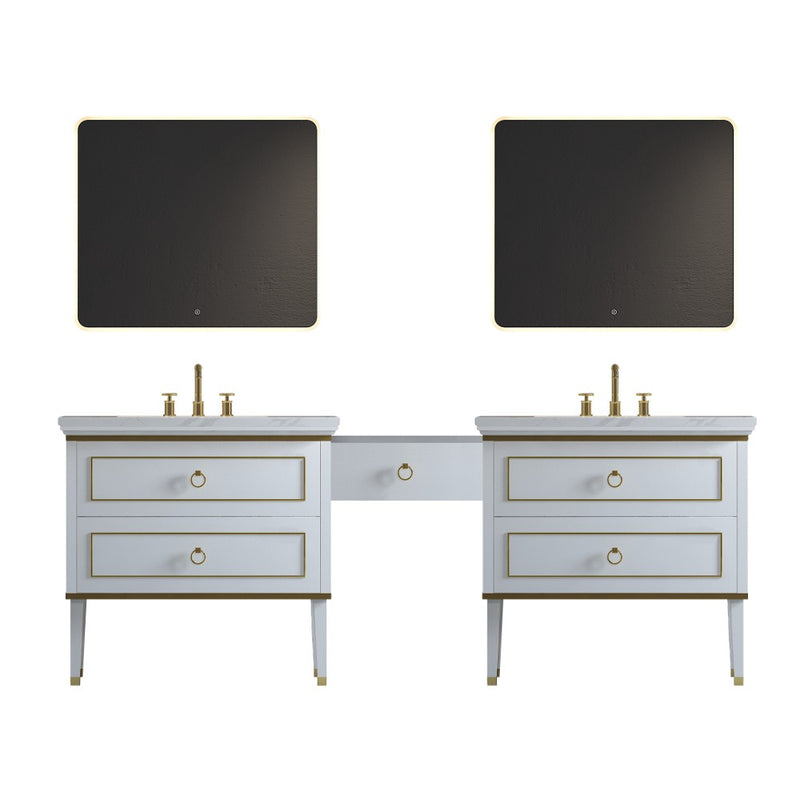 Virta Whitestar 94 Inch Floor Mount Double Sink Makeup Table Vanity