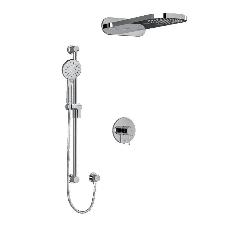 Riobel Edge 3-Way Shower System with Hand Shower Rail and Rain and Cascade Shower Head KIT2745EDTM