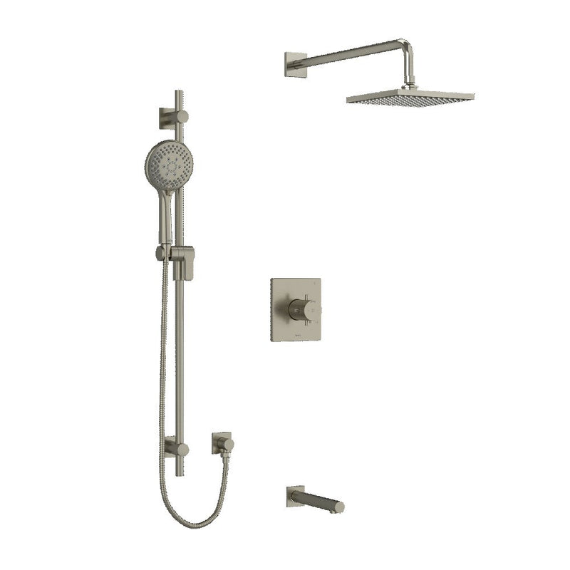 Riobel Pallace KIT1345PATQ Type TP thermostaticpressure balance 0.5 coaxial 3-way system with hand shower rail shower head and s - Cross handle