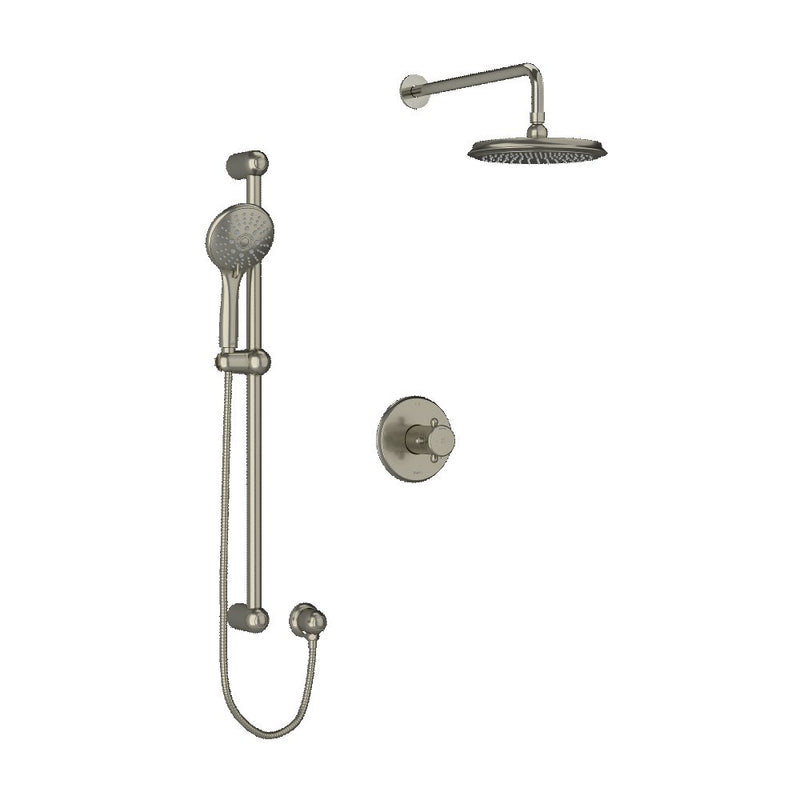 Riobel Georgian KIT323GN Type TP thermostaticpressure balance 0.5 coaxial 2-way system with hand shower and shower head - Cross Handle