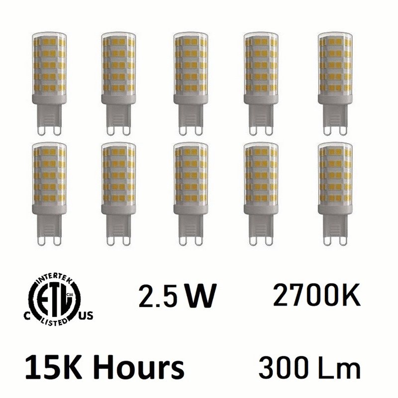 CWI  2.5 Watt G9 LED Bulb 3000K (Set of 10)