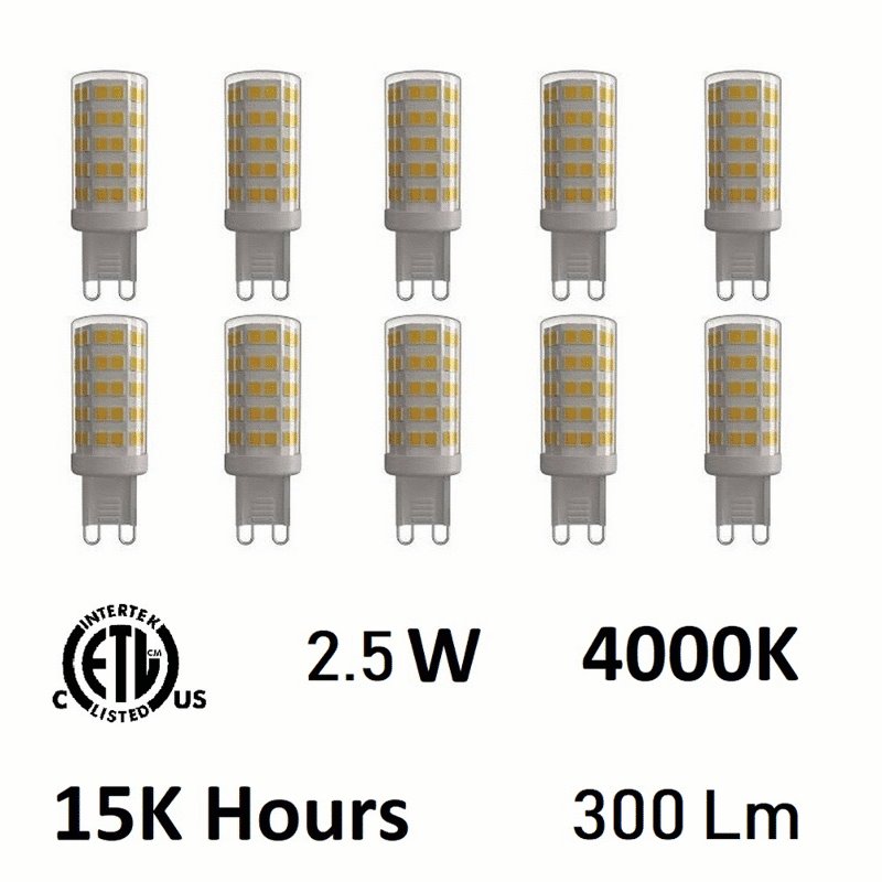 CWI  2.5 Watt G9 LED Bulb 4000K (Set of 10)