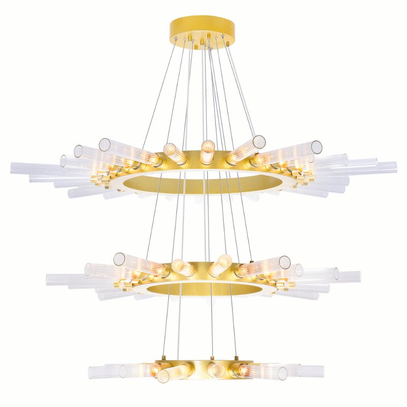 CWI Collar 63 Light Chandelier With Satin Gold Finish