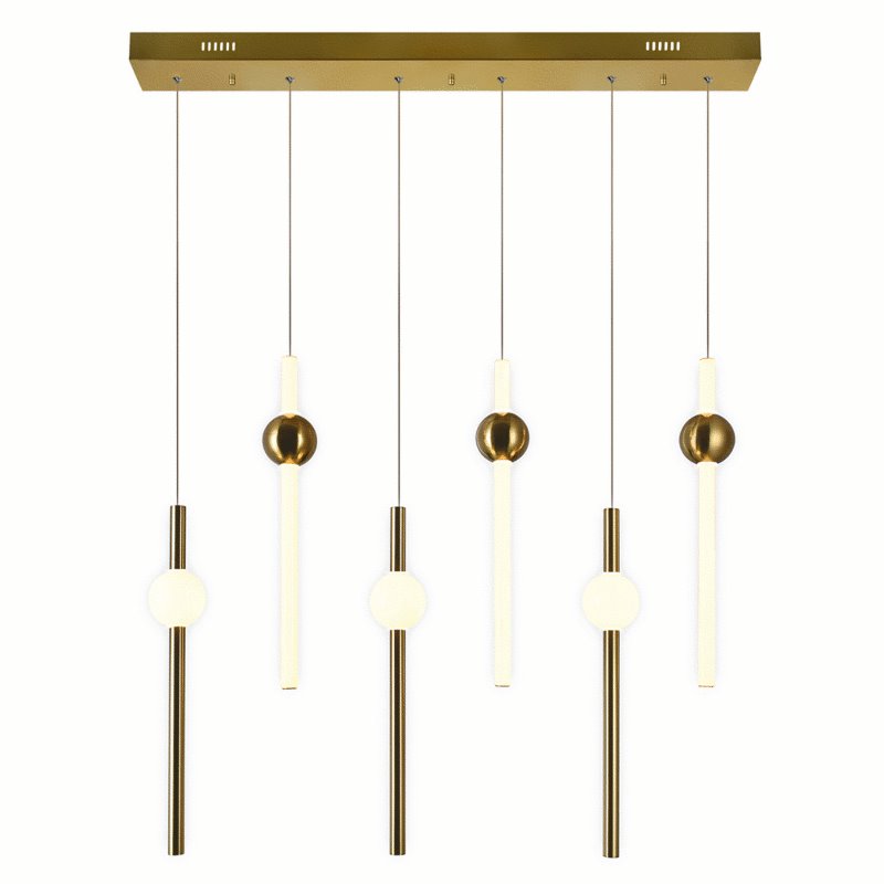 CWI Baton LED Island/Pool Table Chandelier With Brass Finish