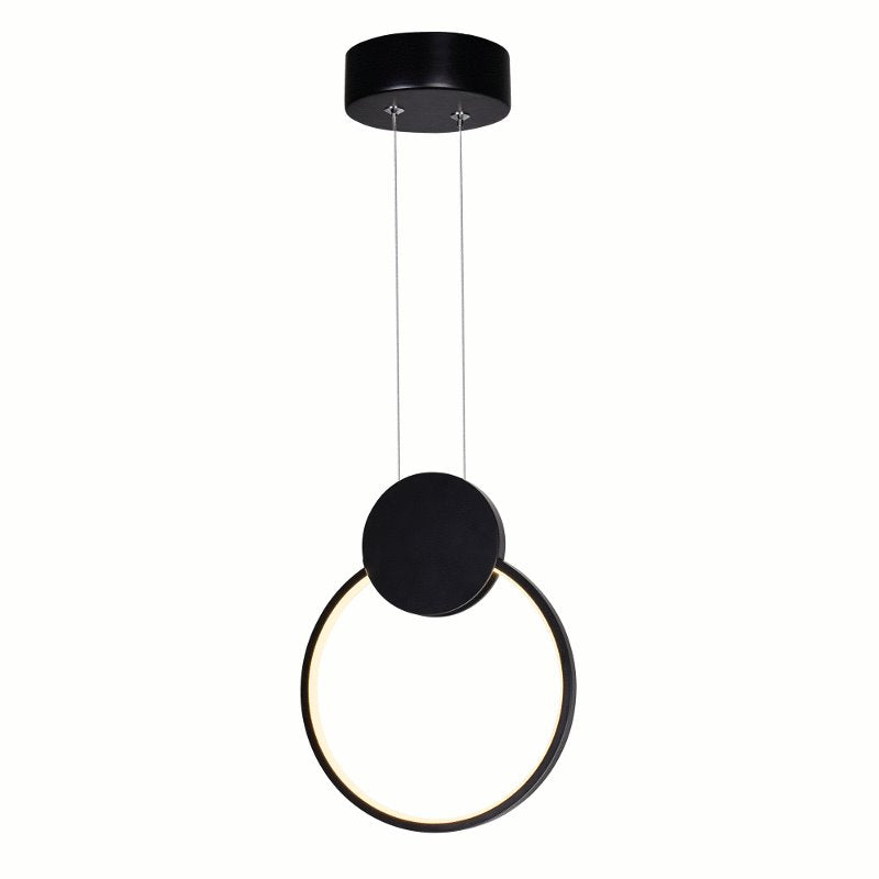 CWI Pulley 8 in LED Black Mini Pendant