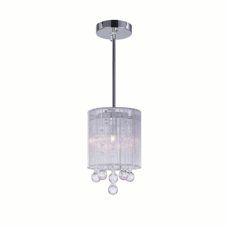 CWI Water Drop 1 Light Drum Shade Mini Pendant With Chrome Finish
