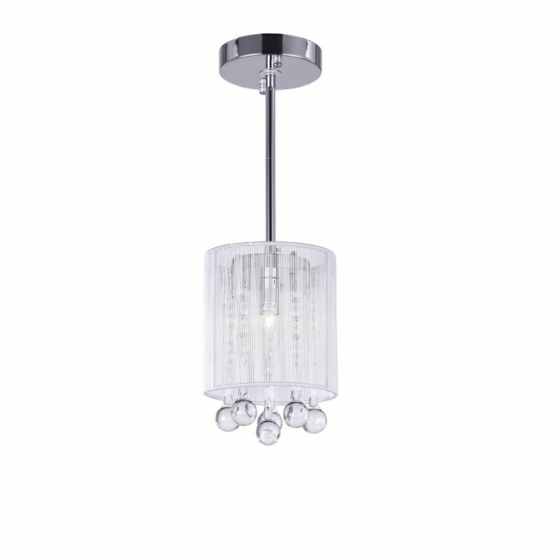 CWI Water Drop 1 Light Drum Shade Mini Pendant With Chrome Finish