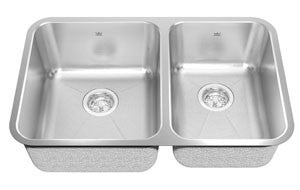Kindred KSC2RUA Two bowl combination sink small bowl right 18 gauge crease bowl bottoms