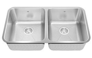 Kindred KSD1UA Double bowl undermount sink 18 gauge crease bowl bottoms